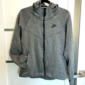 Nike Women’s Grey Zip Up Adjustable Hoodie Sweatshirt Large